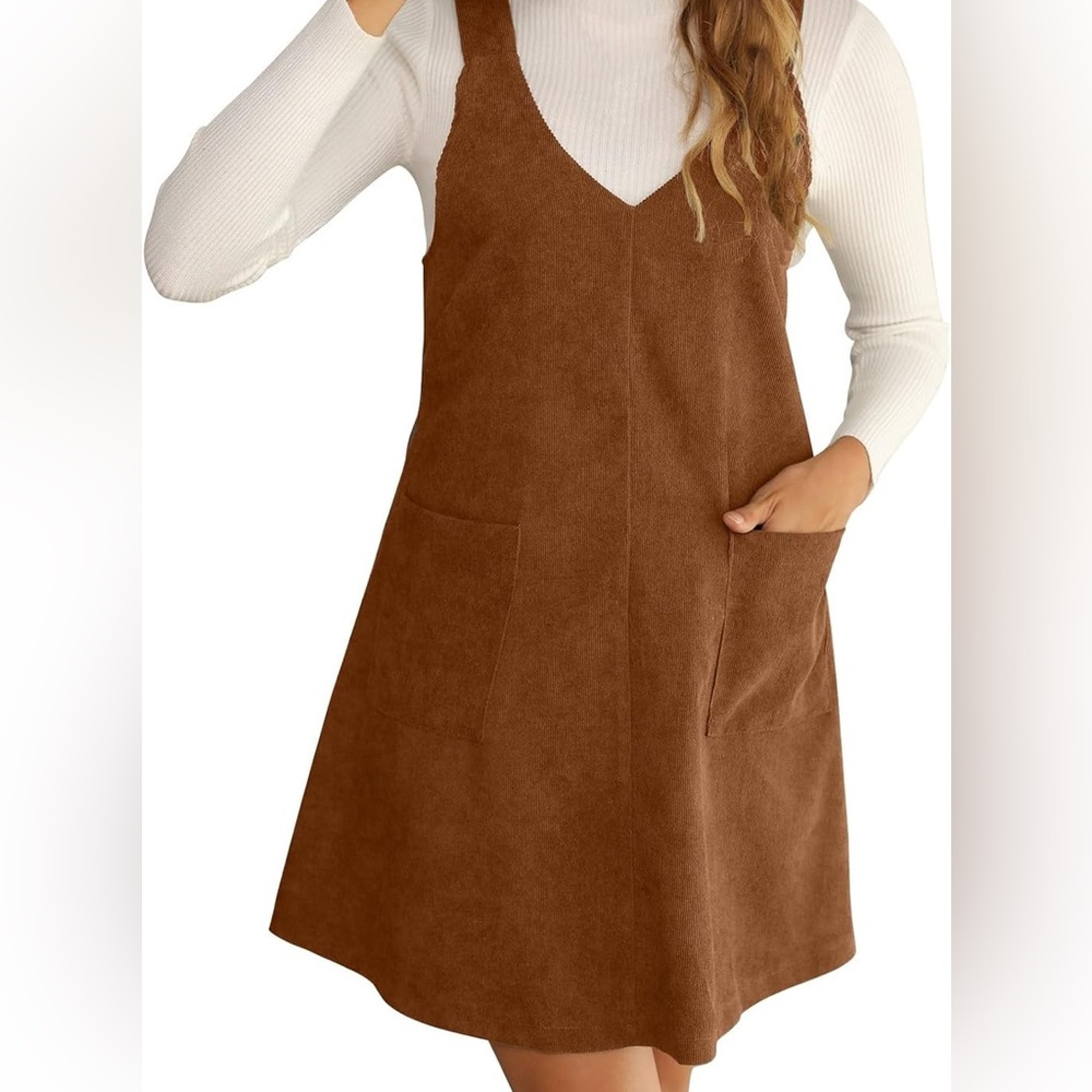 Elegant Brown Corduroy Dress